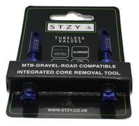 Royal Blue STZY Valves Tubeless Valve set with MK2 Top Cap with built in core remover