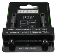 GUN METAL GREY STZY Valves Tubeless Valve set with MK2 Top Cap with built in core remover 44MM - 60MM