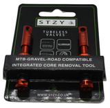BLOOD ORANGE STZY Valves Tubeless Valve set with MK2 Top Cap with built in core remover 44mm-60mm
