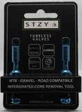 SKY BLUE STZY Valves Tubeless Valve set with MK2 Top Cap with built in core remover 44-60mm