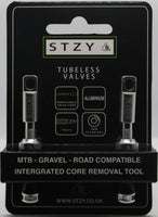 SILVER STZY Valves Tubeless Valve set with MK2 Top Cap with built in core remover 44-60mm