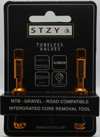 ORANGE STZY Valves Tubeless Valve set with MK2 Top Cap with built in core remover 44-60mm