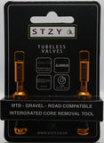 ORANGE STZY Valves Tubeless Valve set with MK2 Top Cap with built in core remover 44-60mm