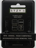 BLACK STZY Valves Tubeless Valve set with MK2 Top Cap with built in core remover 44-60mm